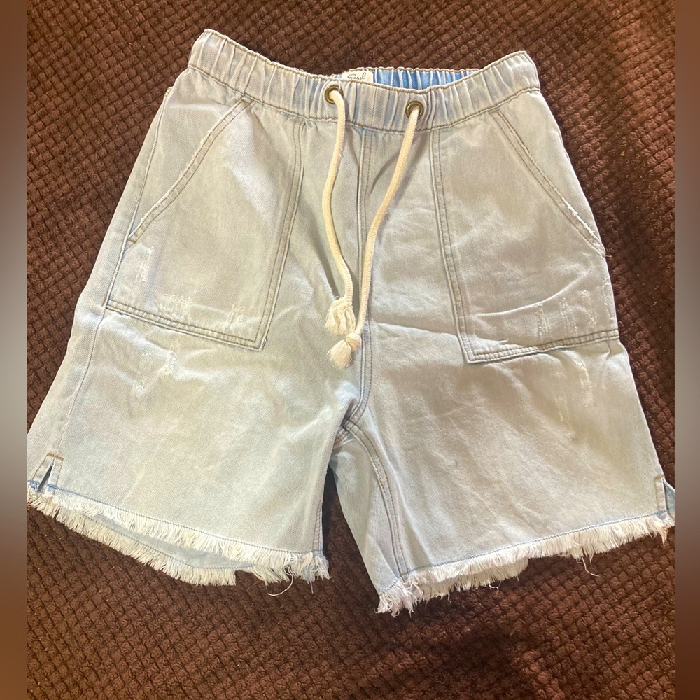 Denim pull on shorts
